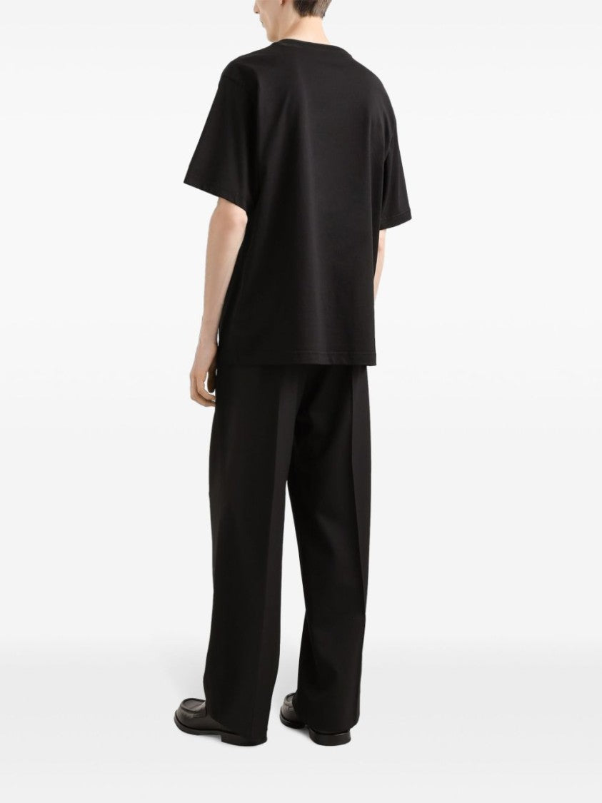 Dolce & Gabbana Relaxed Fit Black T-Shirt With Embossed Logo