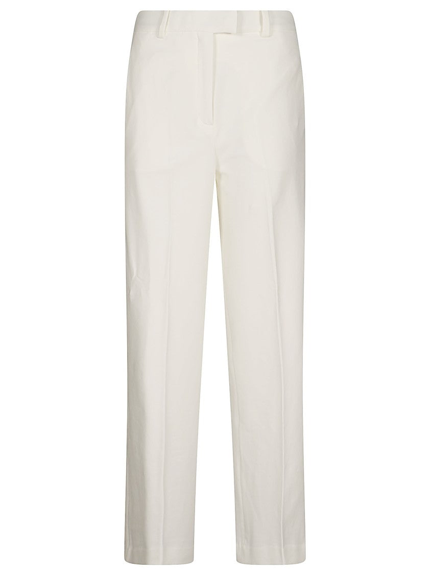Circolo 1901 Straight-Cut White Trousers With Zip Closure And Belt Loops