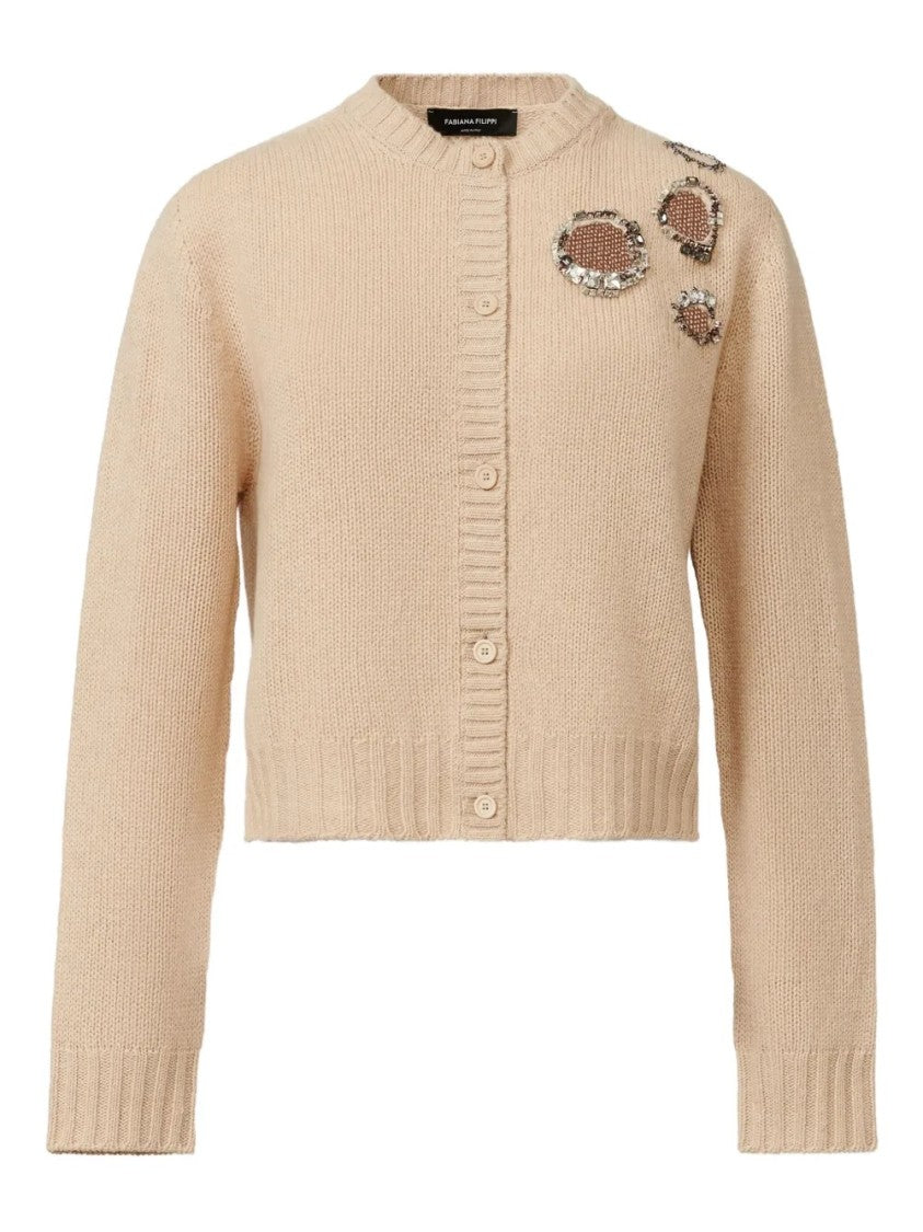 Fabiana Filippi Cropped Knit Cardigan With Decorative Embellishments