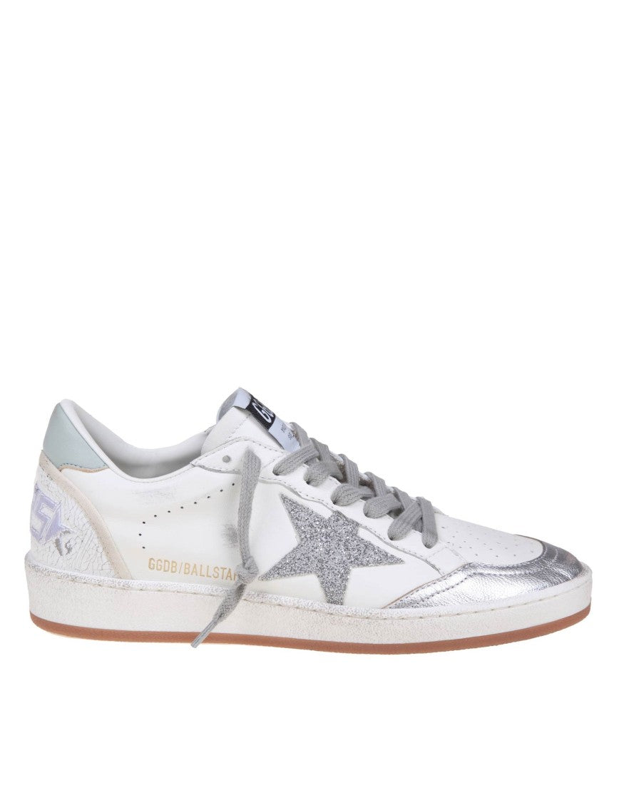 Golden Goose White And Silver Leather Ballstar