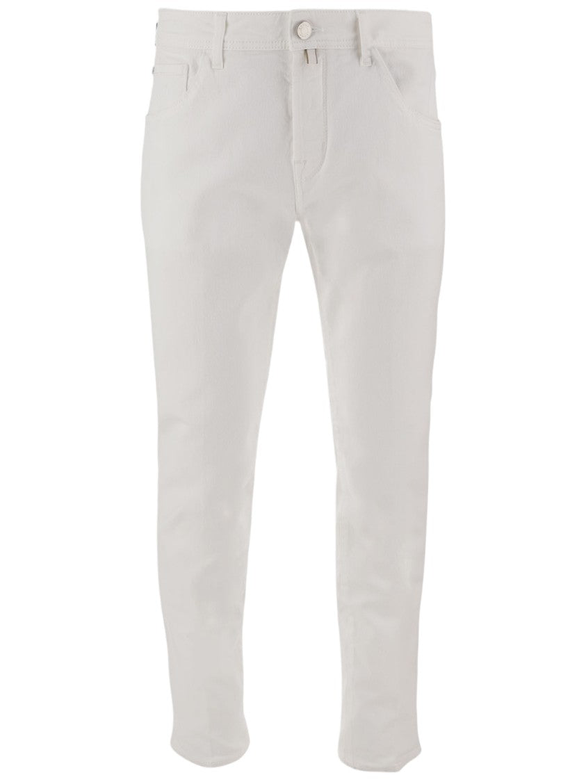 Jacob Cohen White Slim-Fit Five-Pocket Stretch-Denim Jeans