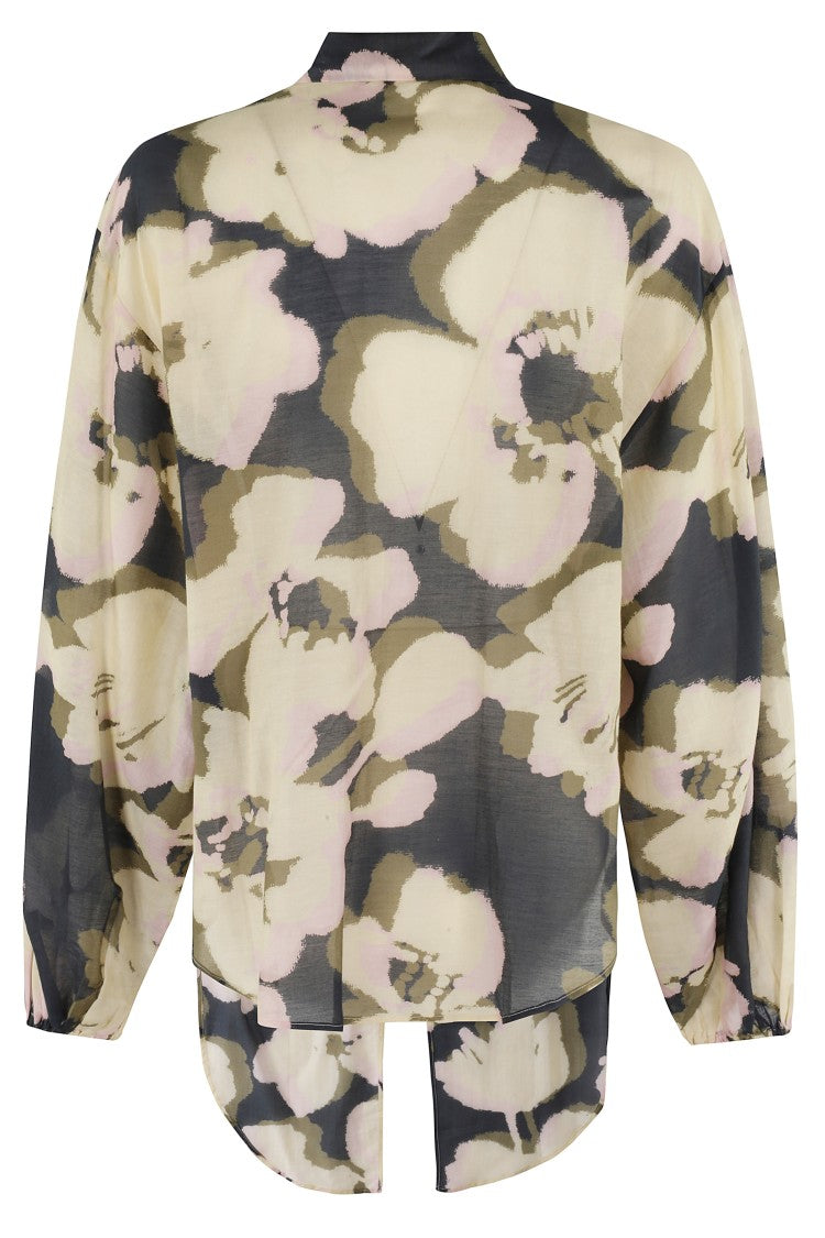 Roberto Collina Multicolored Cotton-Silk Muslin Oversized Shirt With Knot Detail