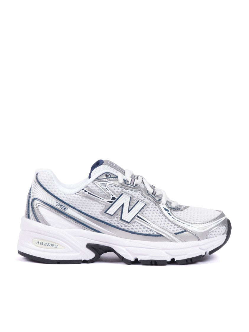 New Balance White Silver Navy Sporty Sneakers