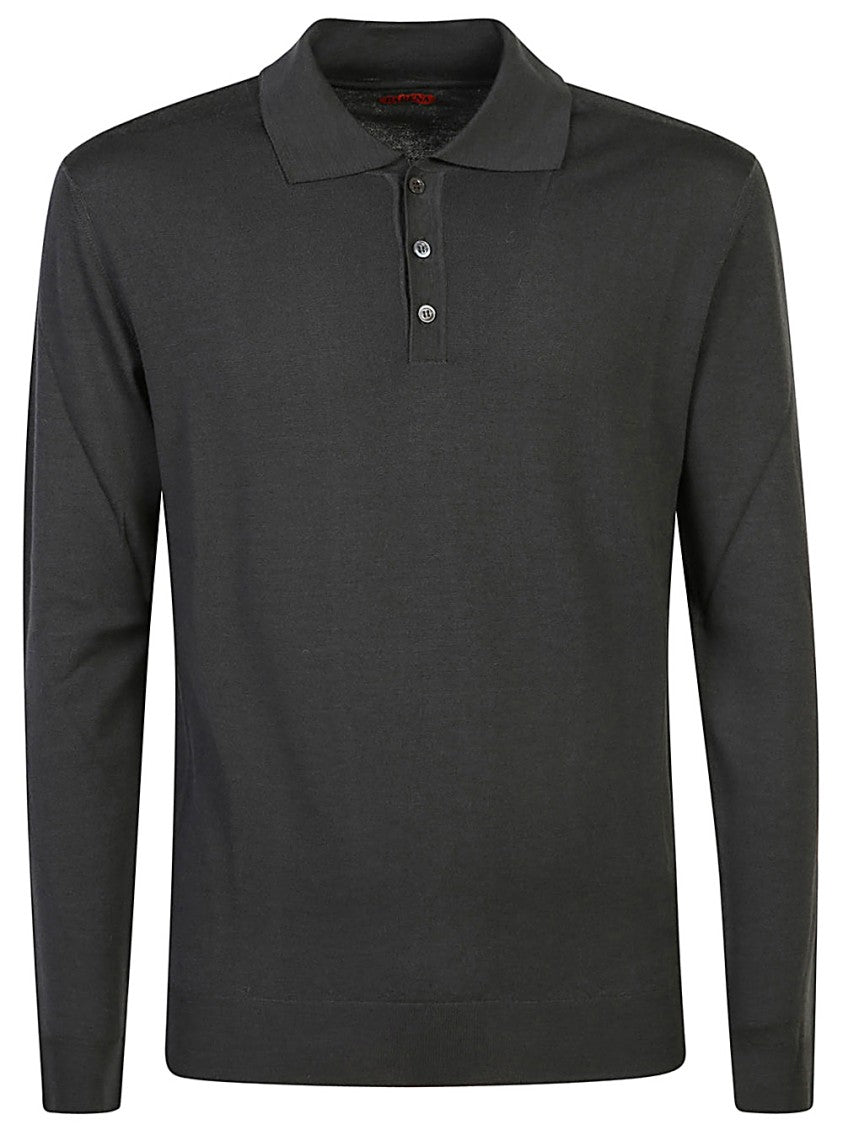 Barena Grey Sweater With Classic Polo Design And Premium Mef Fabric