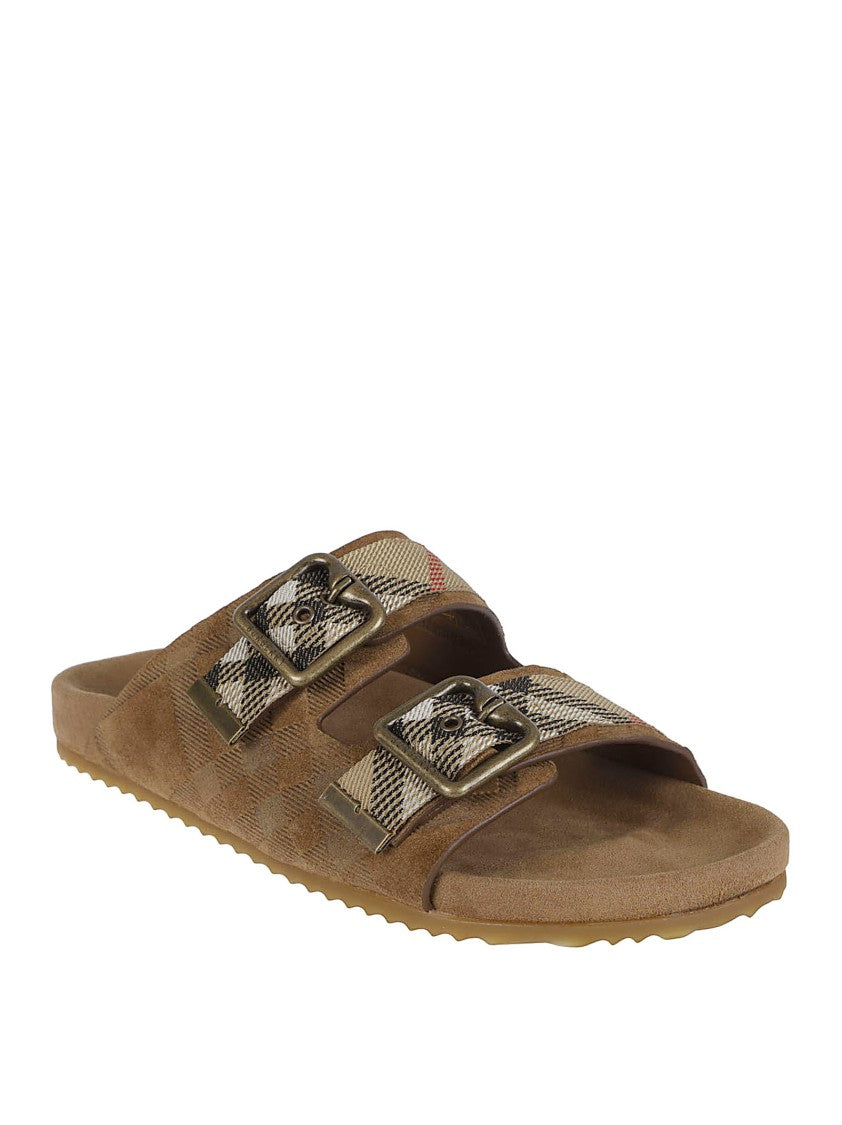 Burberry Grained Calfskin Slip-On Sliders