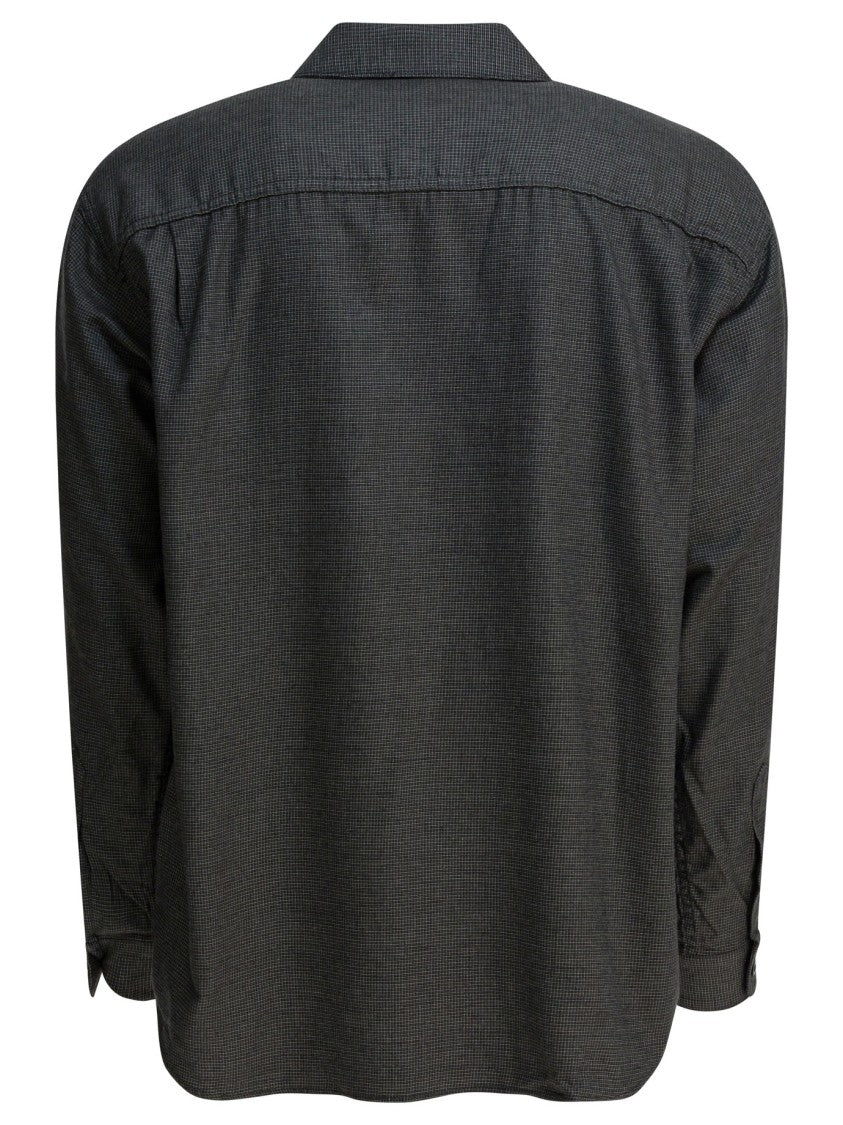Comme Des Garçons Grey Cotton Overshirt Jacket With Structured Collar And Zippered Pockets