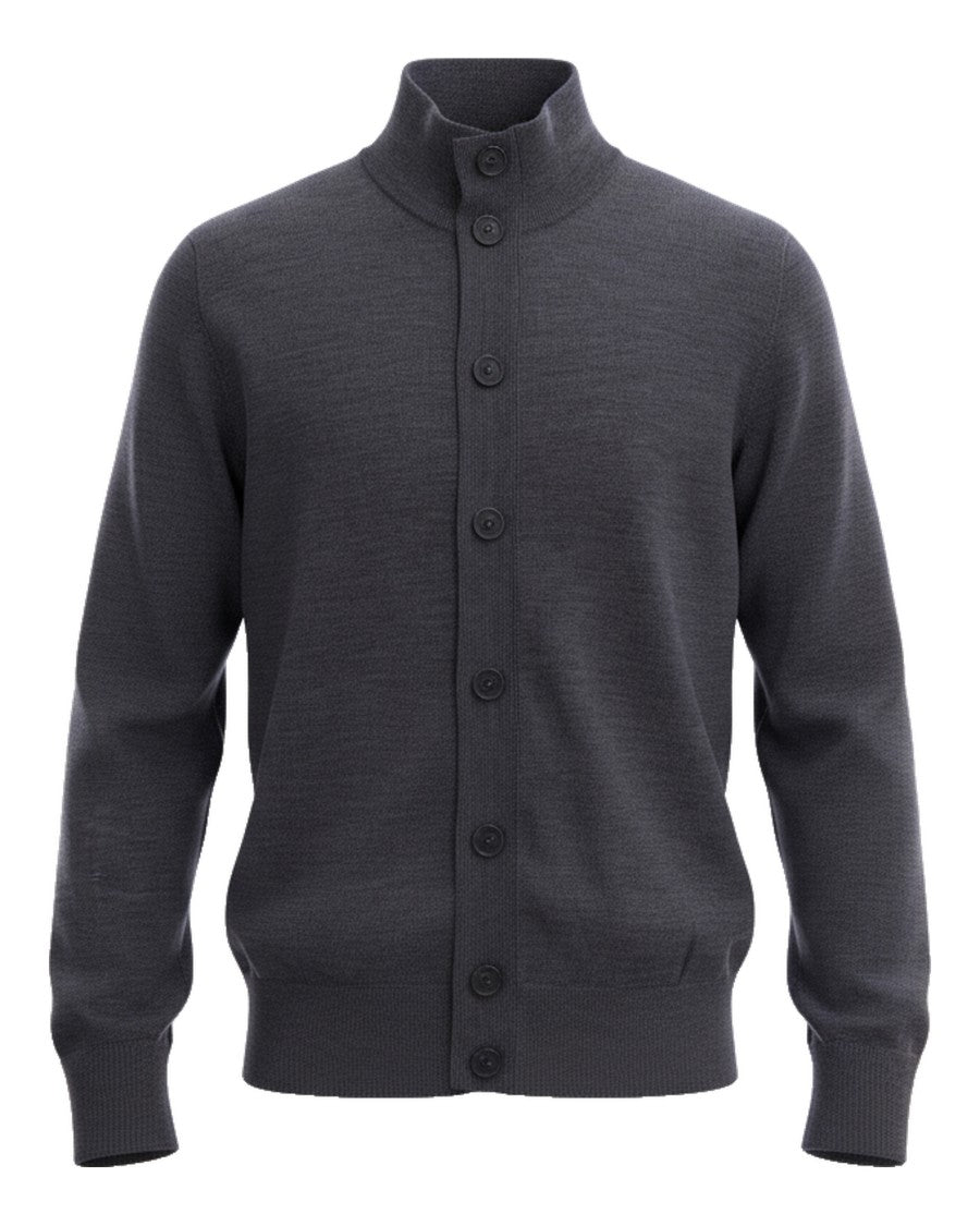 Alpha Studio Dark Grey Merino Wool Cardigan