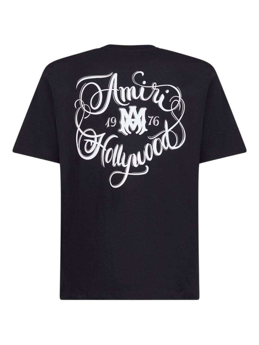 Amiri Black Cotton T-Shirt With Artisan Logo Graphics