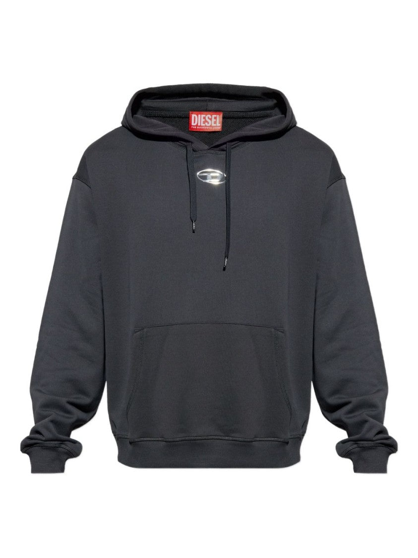 Diesel Black Logo Detail Pouch Pocket Hoodies