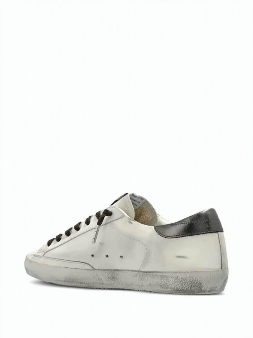 Golden Goose Distressed White Leather Low-Top Sneakers