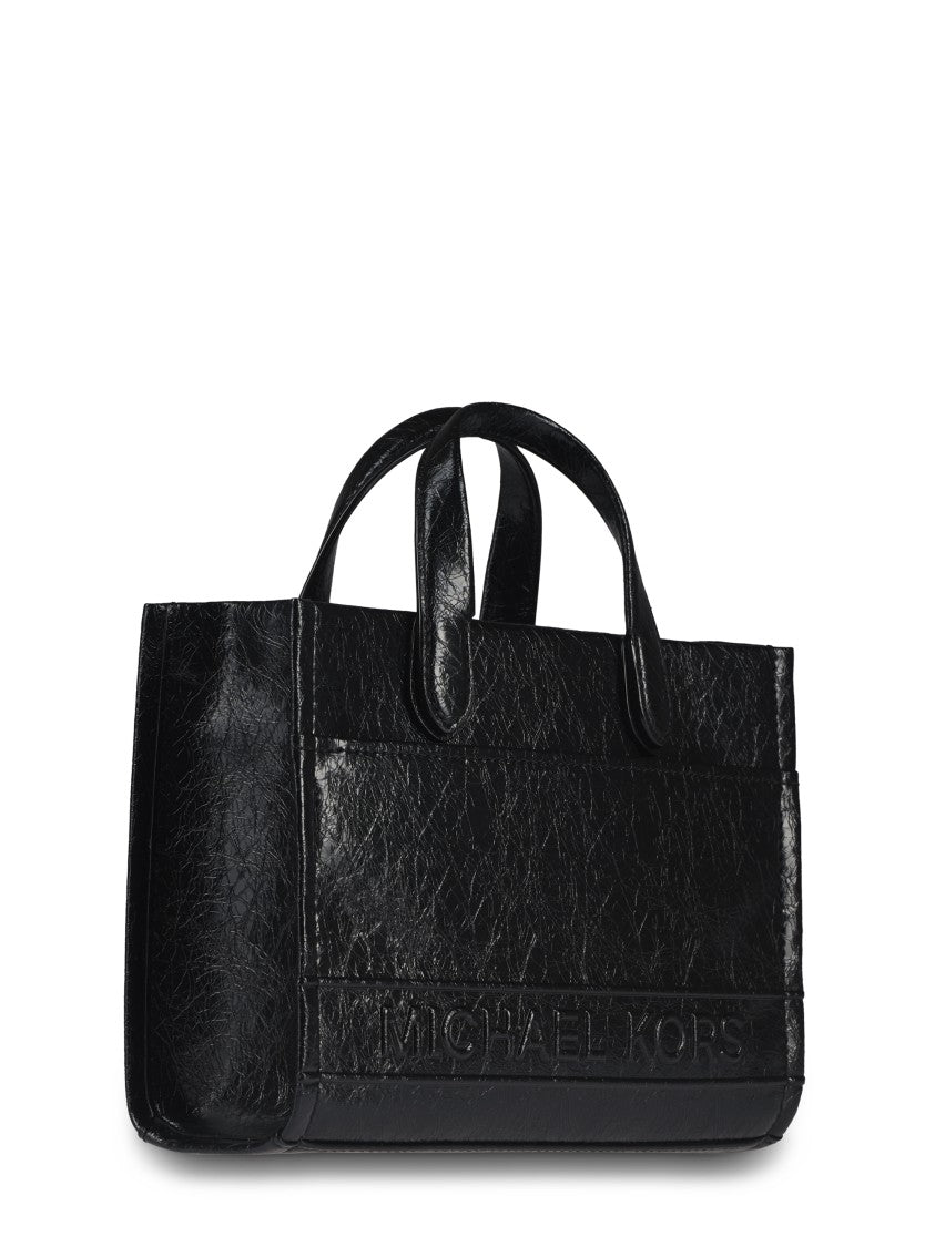 Michael Kors Structured Black Crinkled Leather Tote