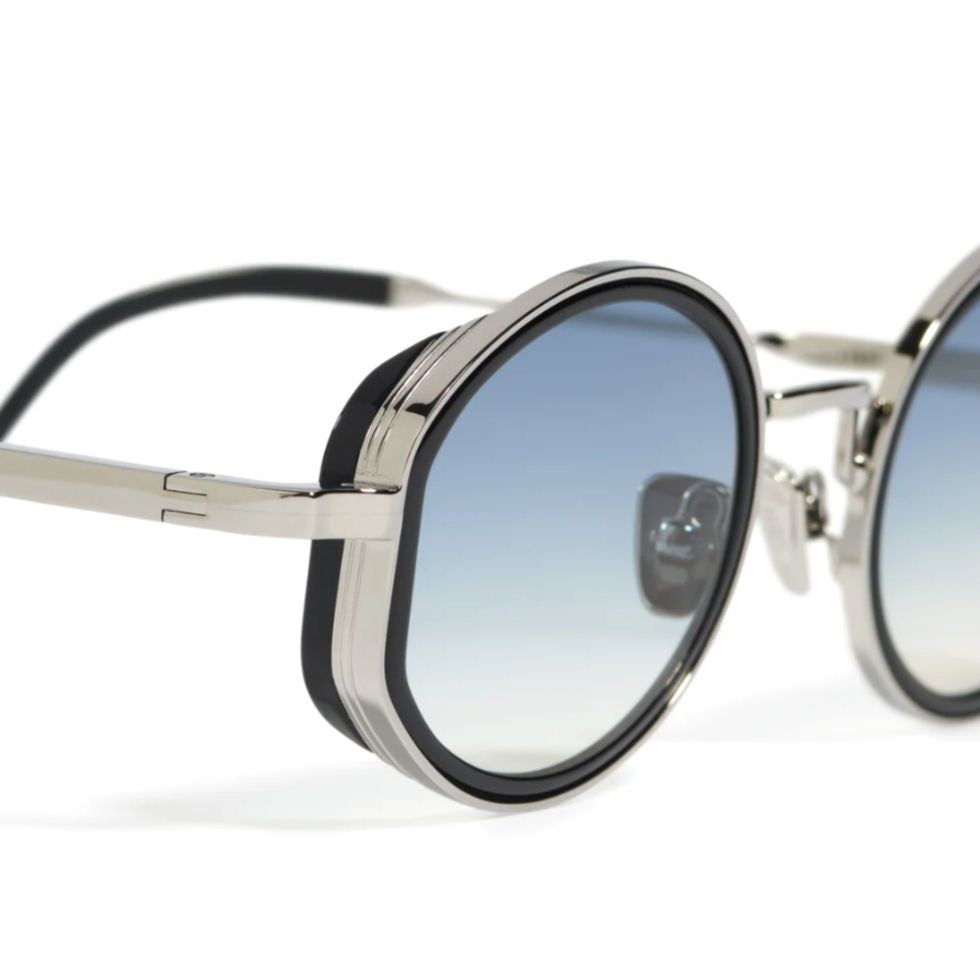 John Dalia Jared Round Gradient Tint Sunglasses With Metallic Silver Frames