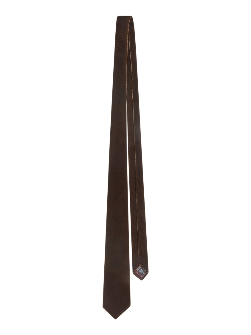 Emporio Armani Silk Blend Chenille Tie With Contrasting Lining