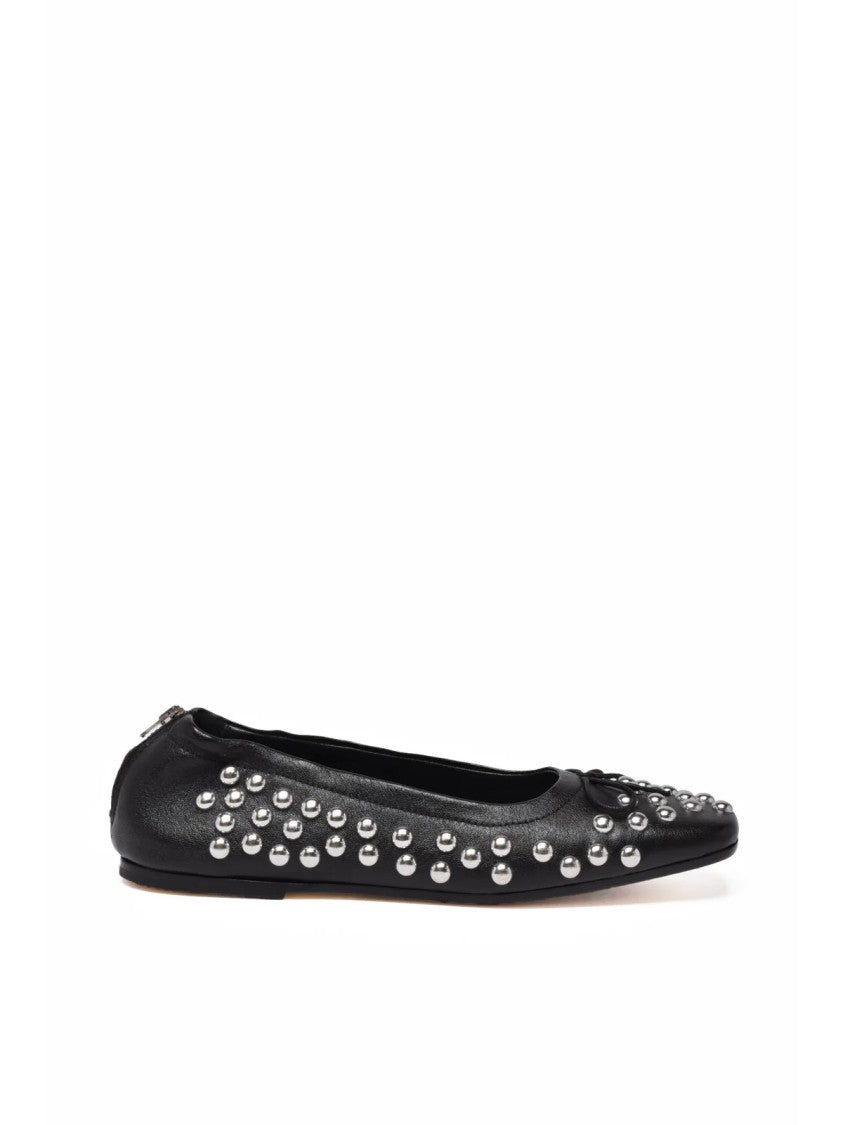 Golden Goose Black Leather Studded Flats