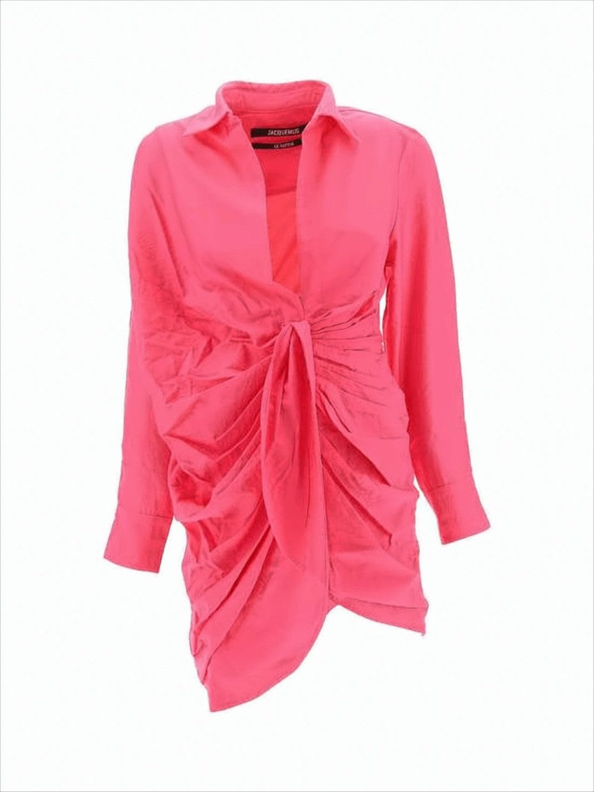 Jacquemus Pink Mini Dress With Collared Neckline