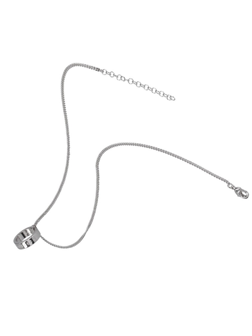 Mm6 By Maison Margiela Silver-Tone Circular Pendant Adjustable Necklace