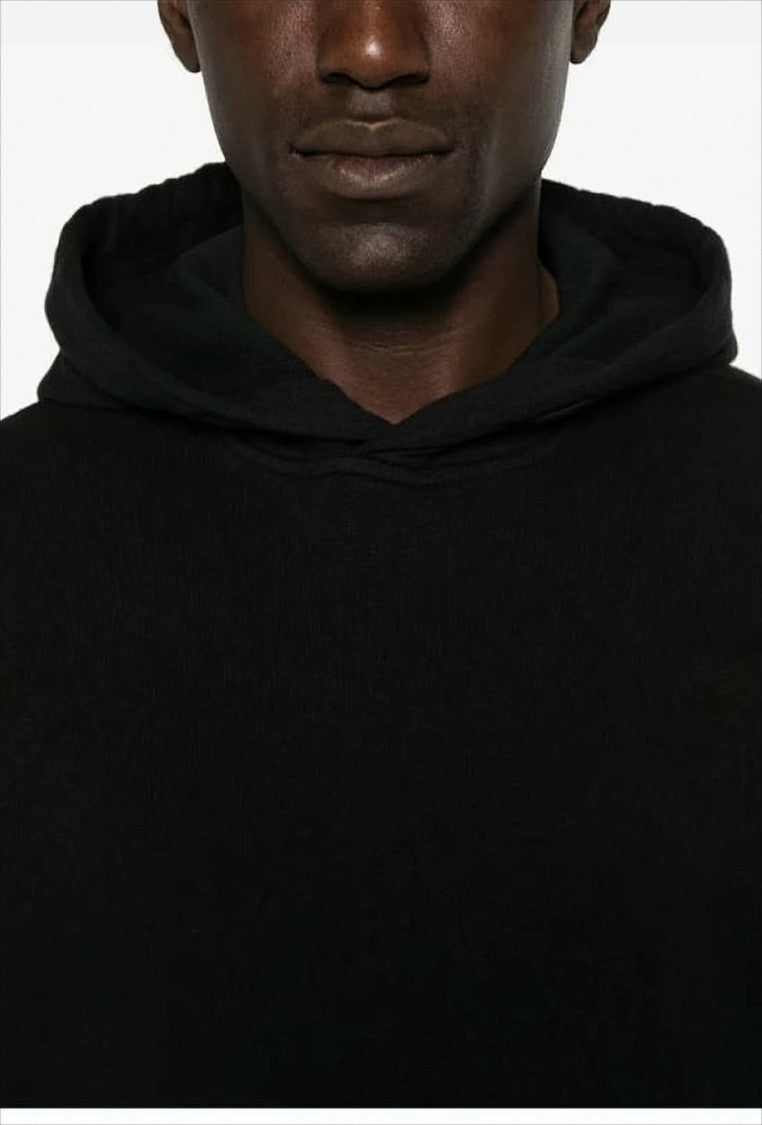 Stone Island Minimalist Black Hoodie With Distinctive Patch Logo