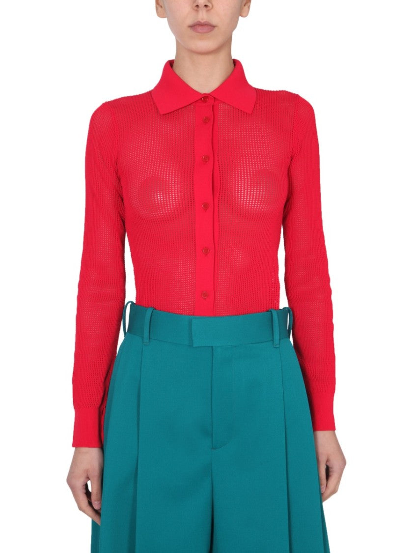 Bottega Veneta Mesh Knit Cardigan With Fitted Silhouette