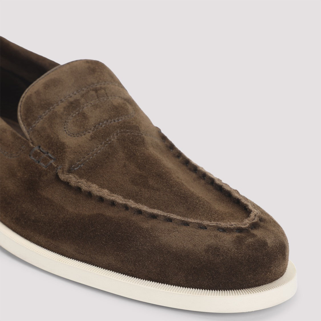 John Lobb Dark Brown Suede Leather Pace Oval Flexi Loafers
