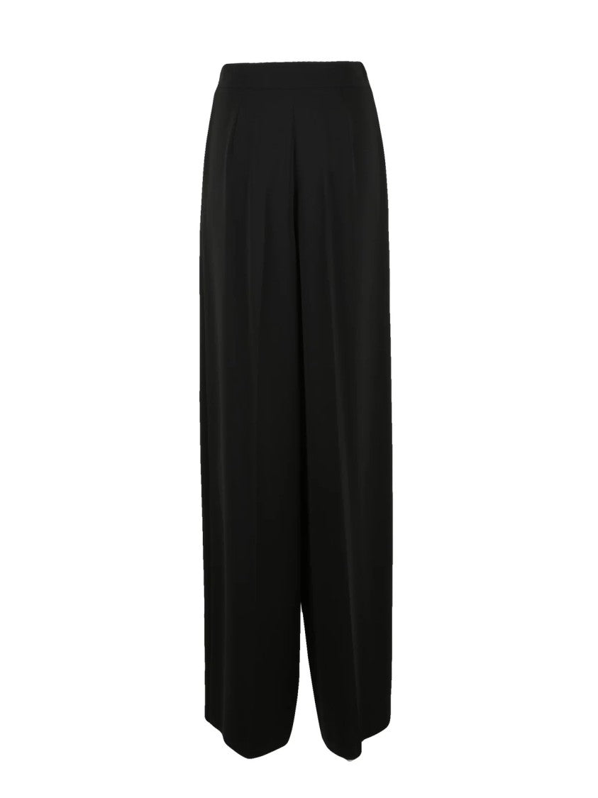Max Mara Fluid Black Wide Leg Trousers With High Waist Design