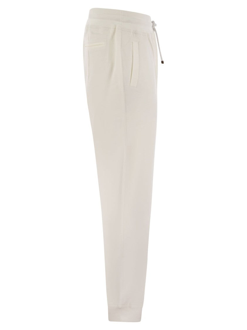 Brunello Cucinelli Cotton Fleece Trousers With Crête