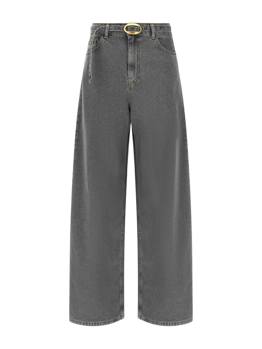 Twin-Set Anthracite Gray Seasonal Fit Belted Denim Jeans
