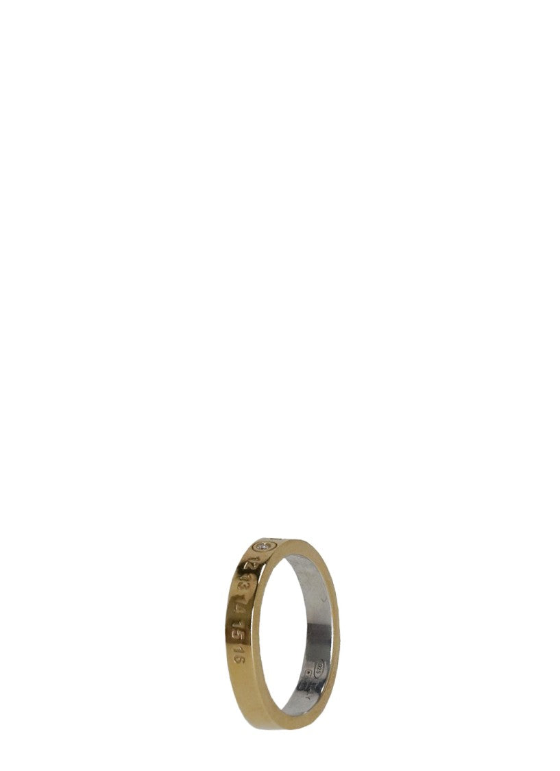 Maison Margiela Numeric Embossed Gold Ring With Synthetic Diamond Detail