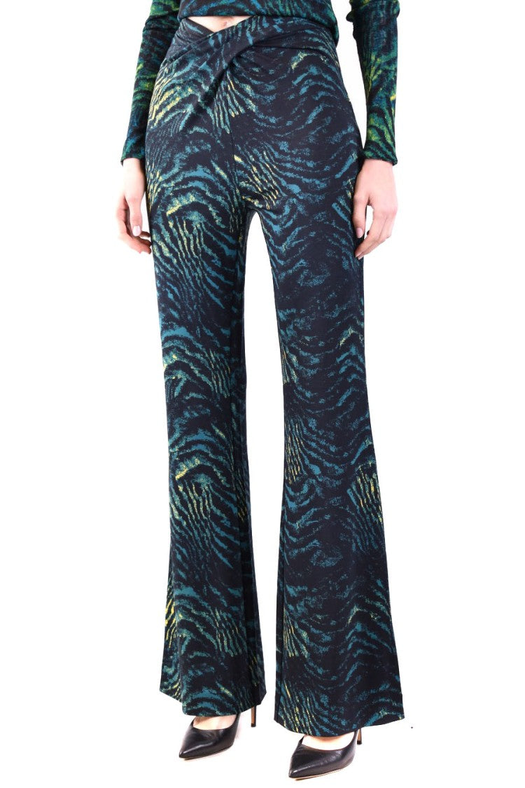 Diane Von Furstenberg High Waist Flared Bold Animal Trousers