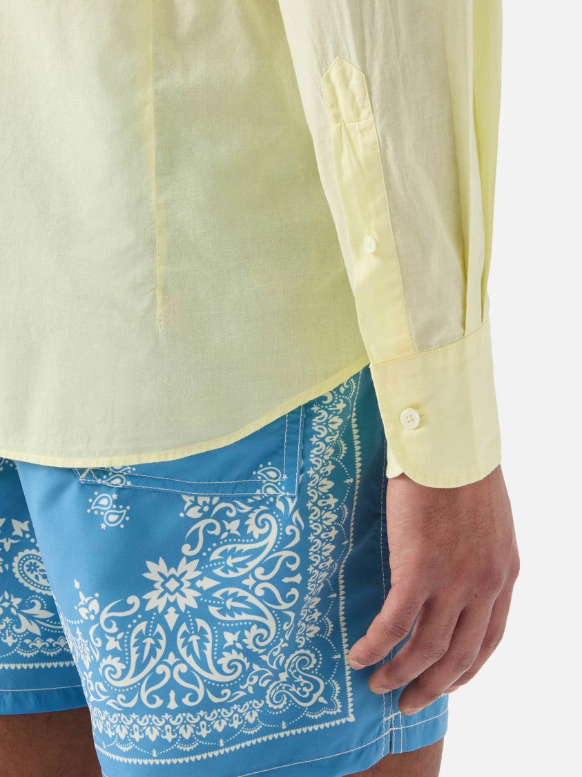 Mc2 Saint Barth Yellow Voile Cotton Casual Shirt
