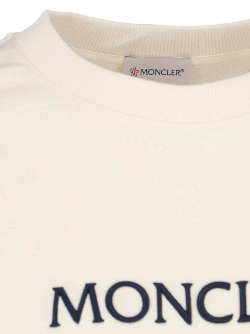 Moncler Crewneck Cotton Sweatshirt With Embroidered Logo And Multicolor Patch