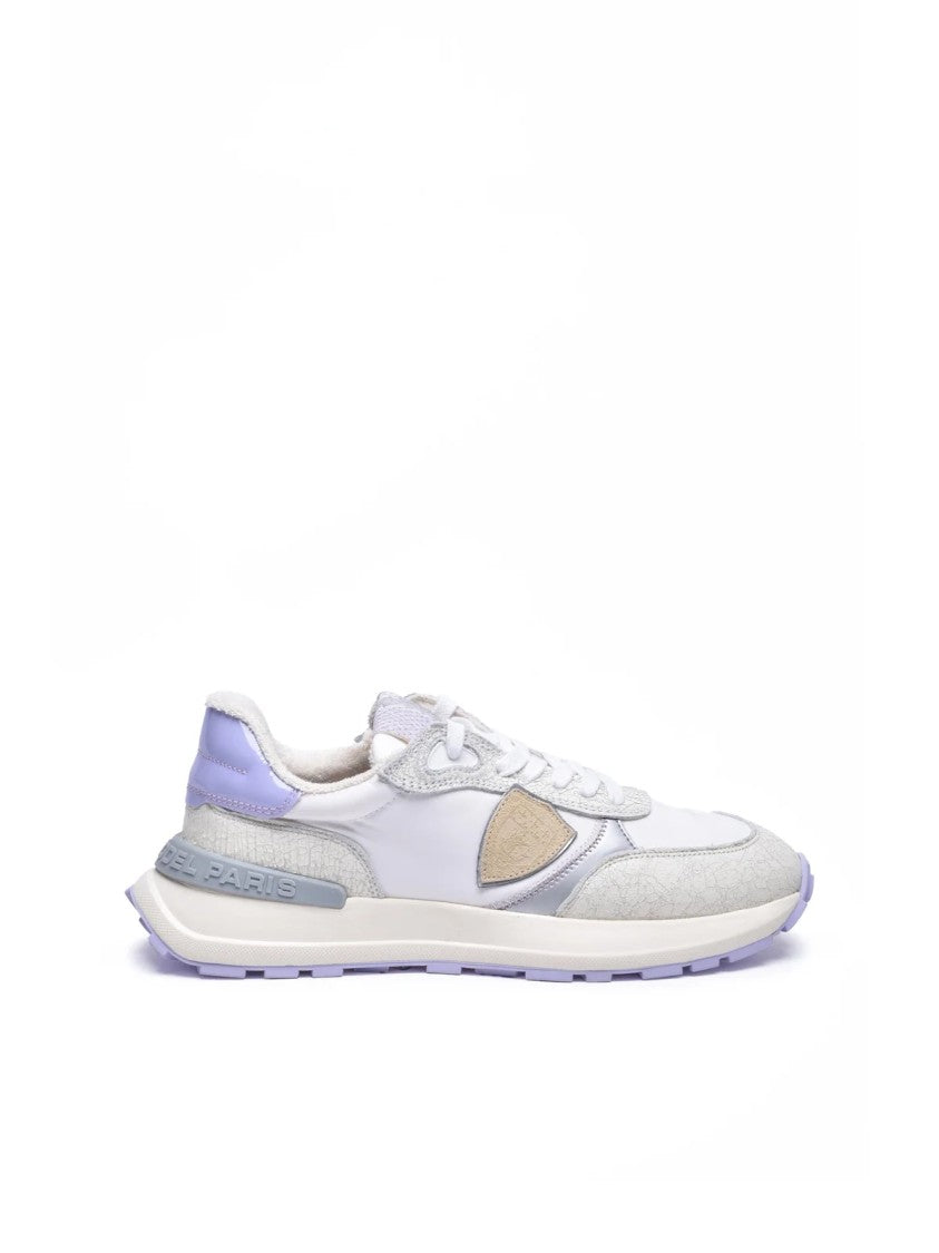 Philippe Model White Leather Lilac Accent Low-Top Sneakers