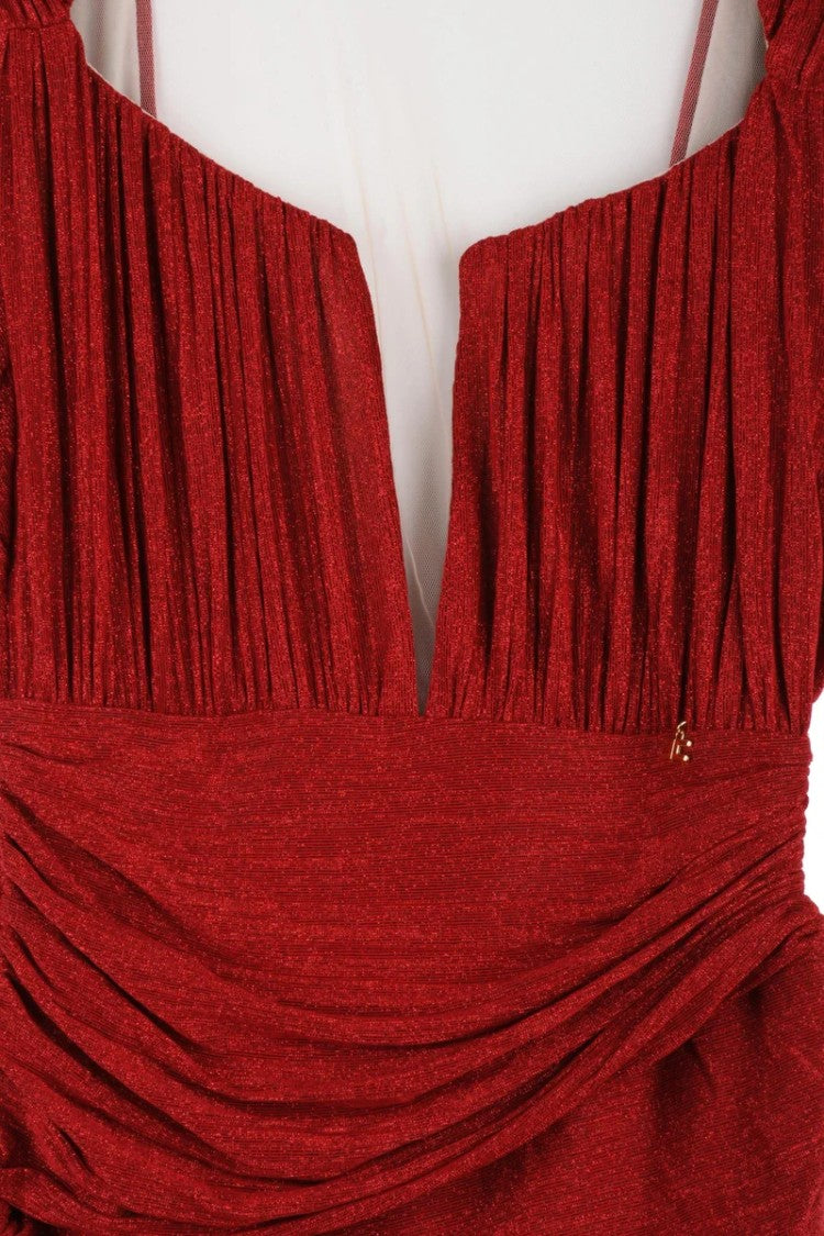 Elisabetta Franchi Lamé Mini Dress - Red