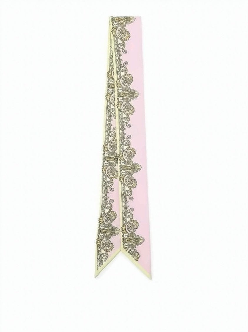 Versace Baroque Pattern Silk Scarf With Pointed Ends