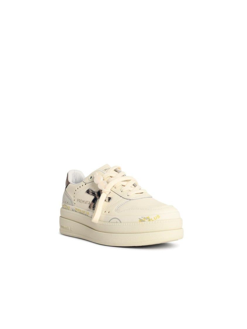Premiata Micol' Ivory Leather Blend Sneakers