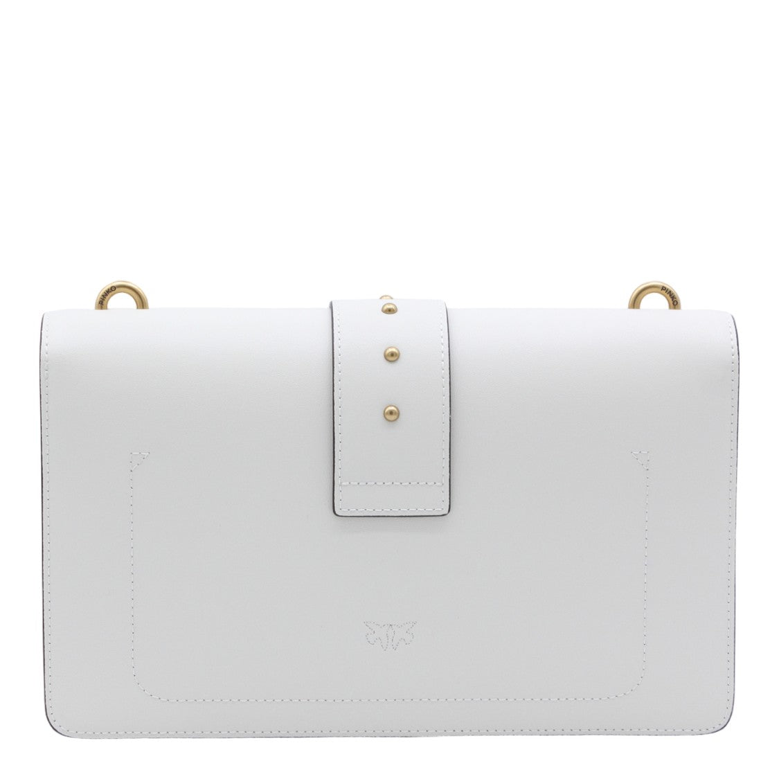 Pinko Structured White Bag With Bird Motif Clasp