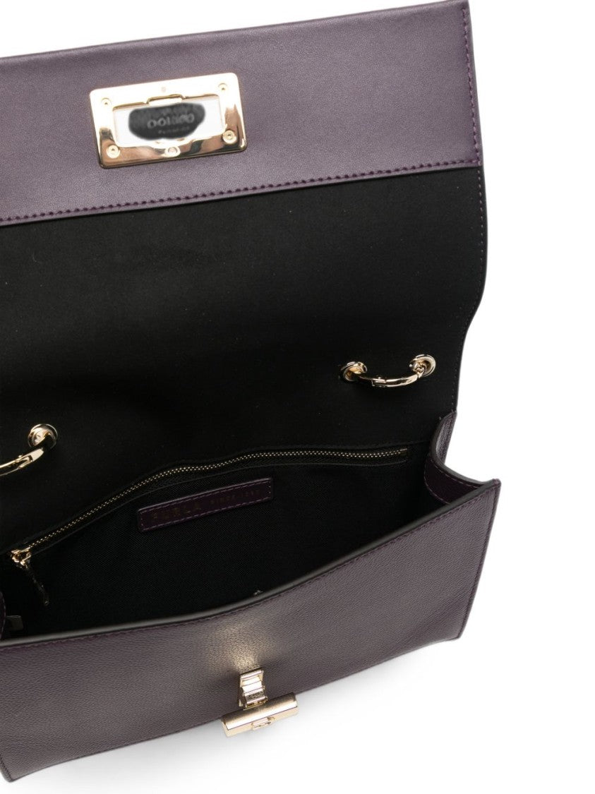Furla Structured Burgundy Gold-Hardware Handbag