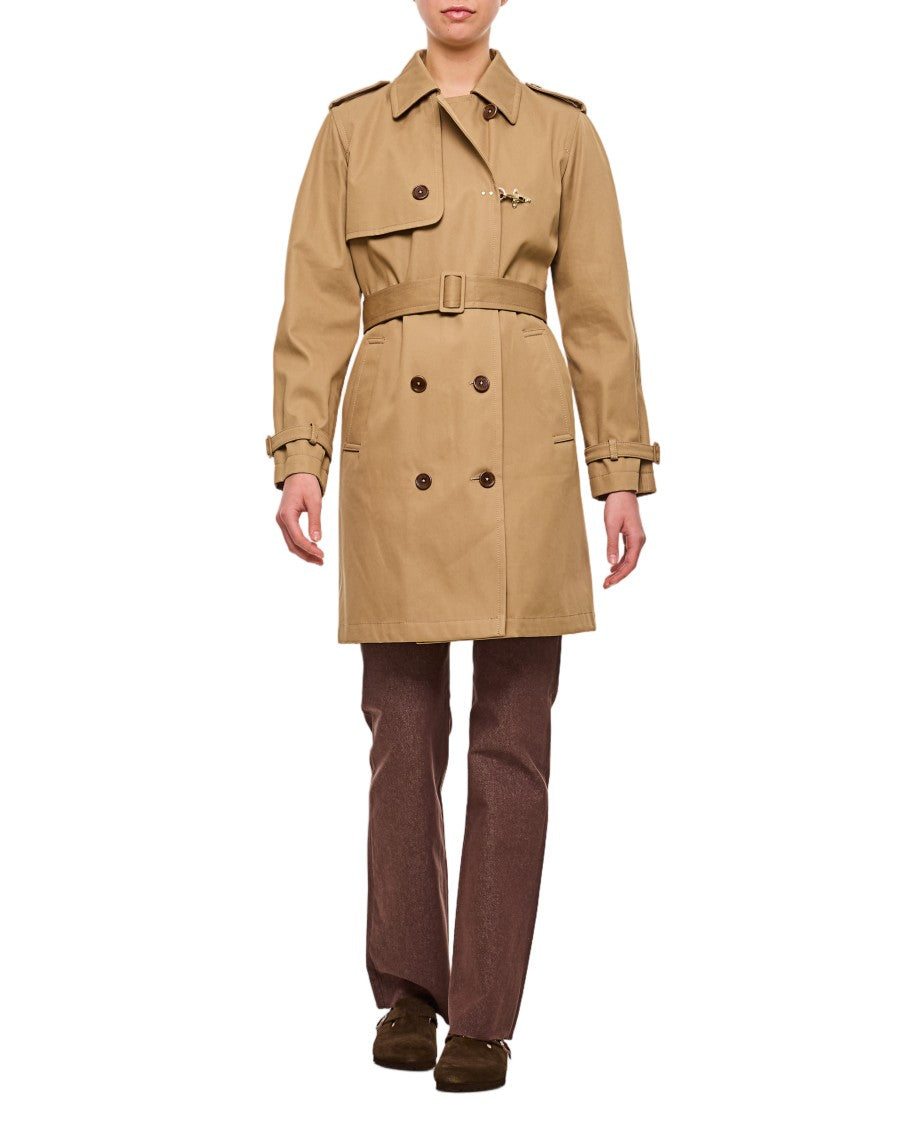 Fay Double-Breasted Trench Coat With Adjustable Straps And Classic Design