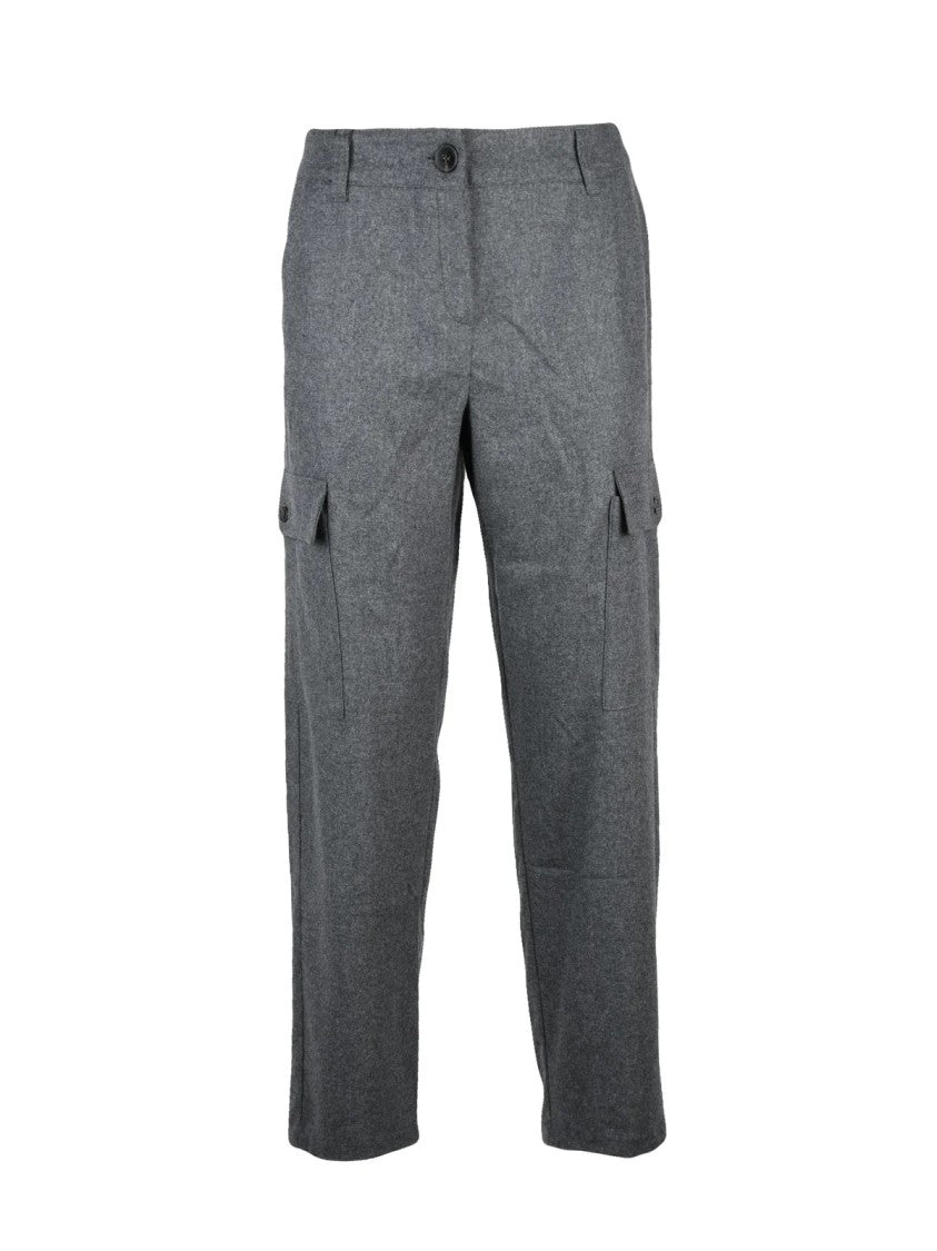 Emme By Marella Virgin Wool Trousers With Zip Closure And Functional Pockets
