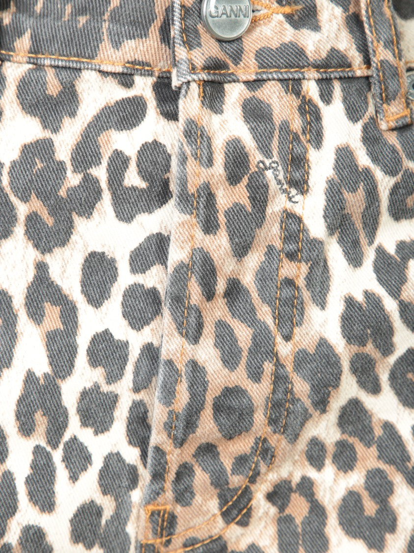 Ganni Leopard Print Flared Jeans
