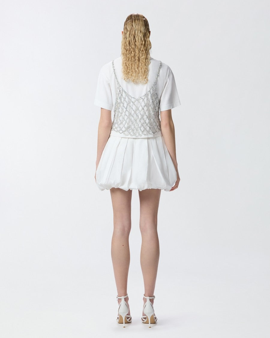 Pinko Pleated White Cotton Skirt