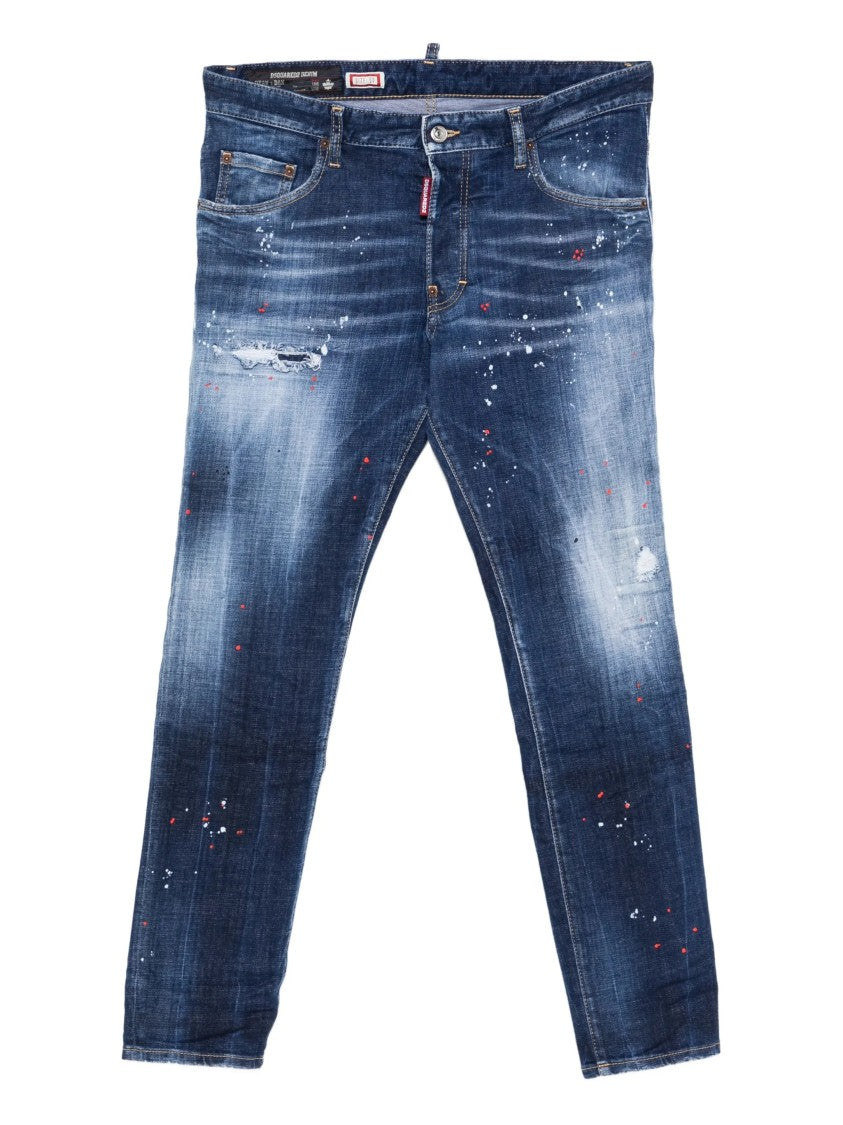 Dsquared2 Slim Fit Distressed Paint Splatter Jeans