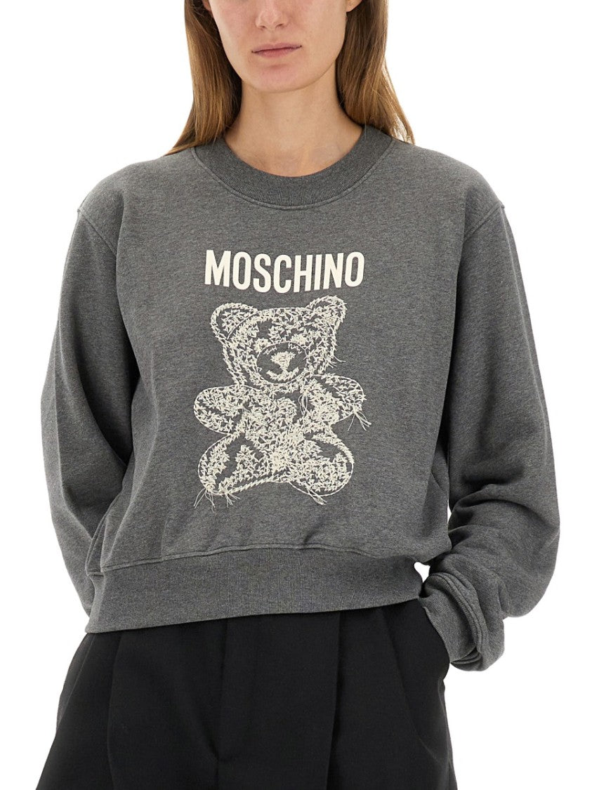 Moschino Cropped Teddy Sweatshirt With Textured Graphic
