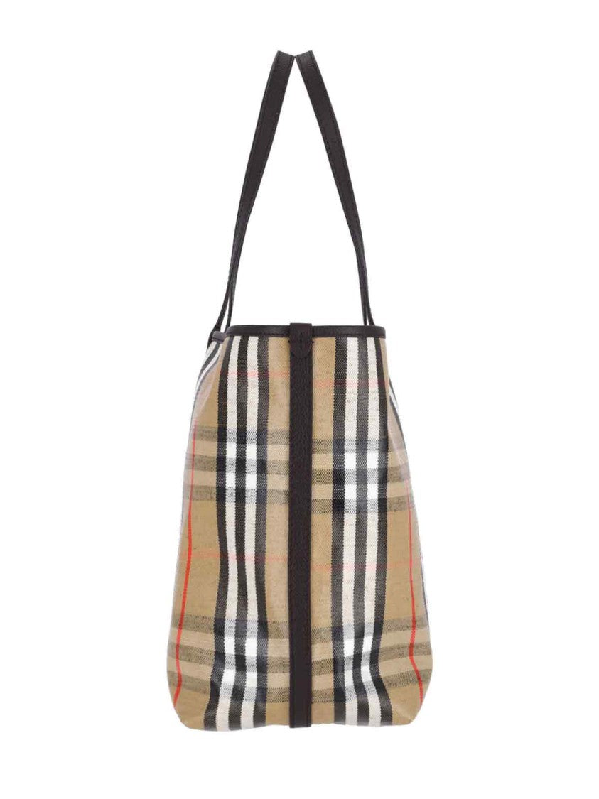 Burberry Beige Check Pouch Tote Bag
