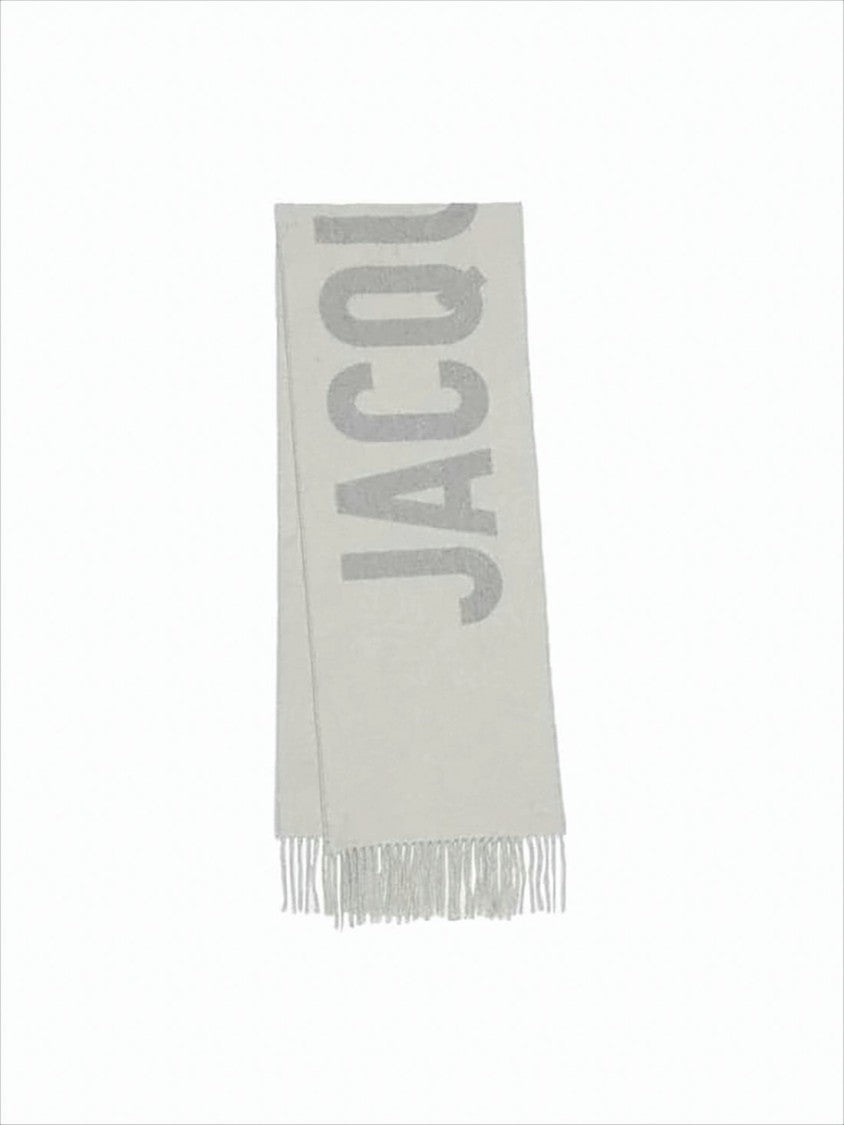 Jacquemus Fringed Wool Scarf With Bold Lettering