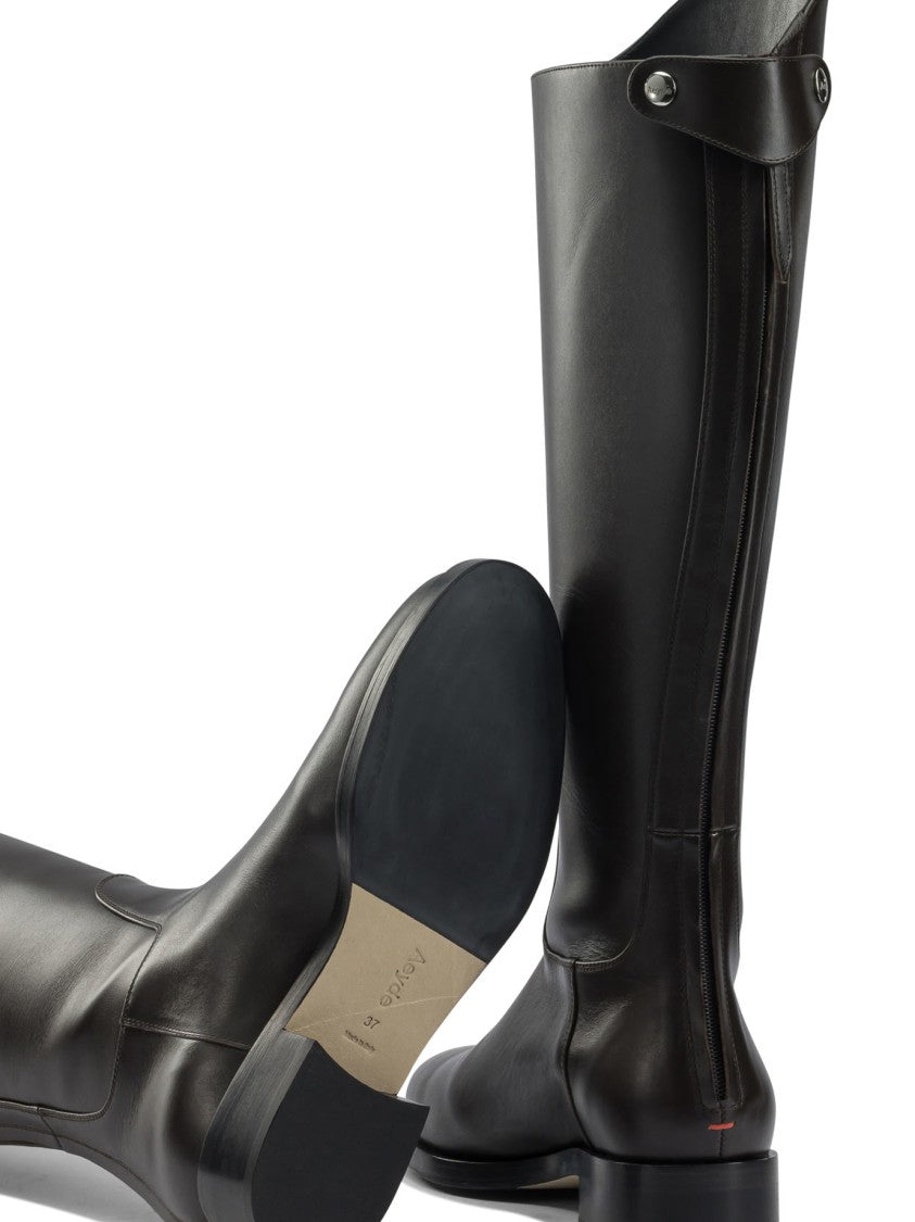 Aeydē Fitted Black Calfskin Leather Hector Boots