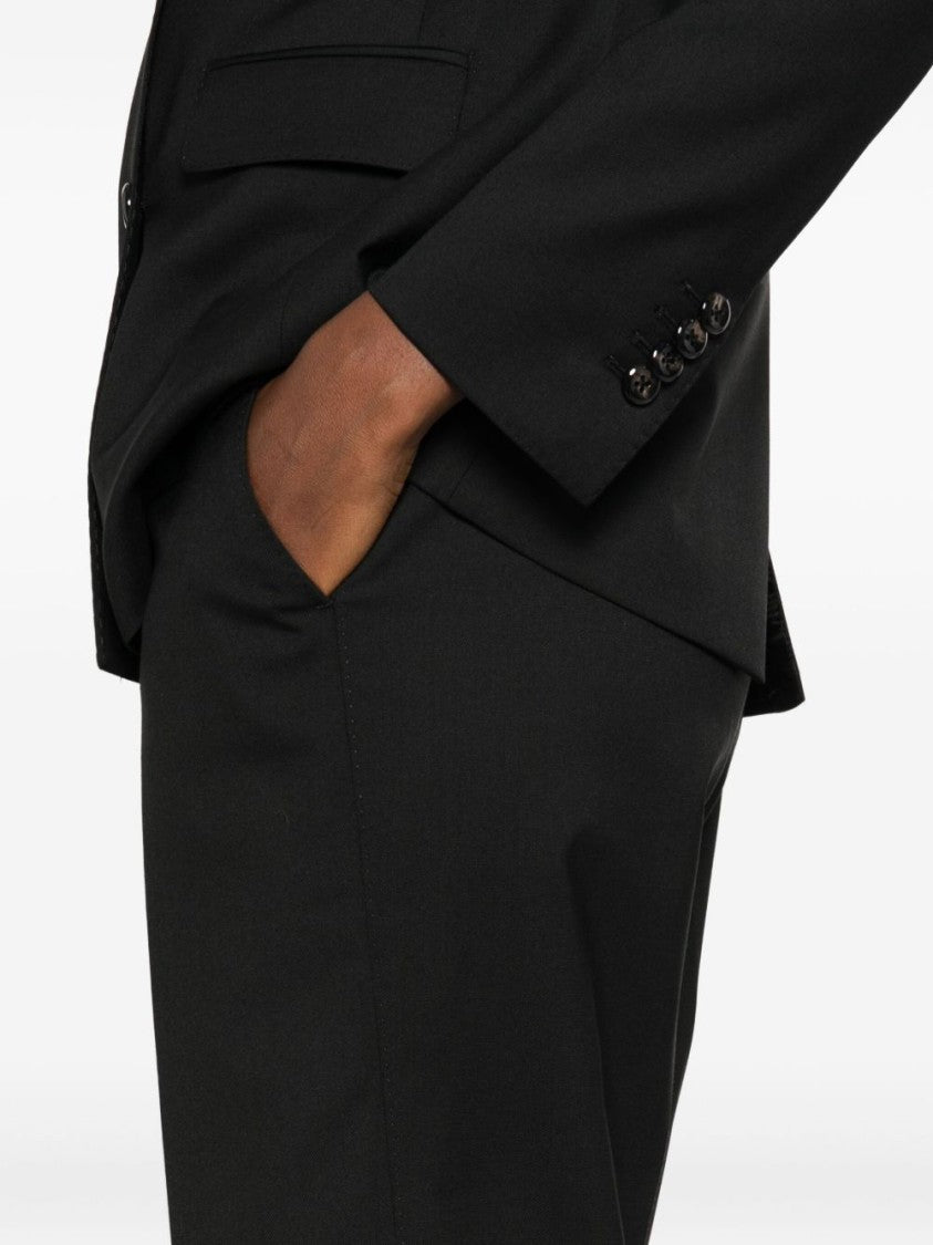 Tagliatore Double-Breasted Tailored Blazer In Black Wool Blend