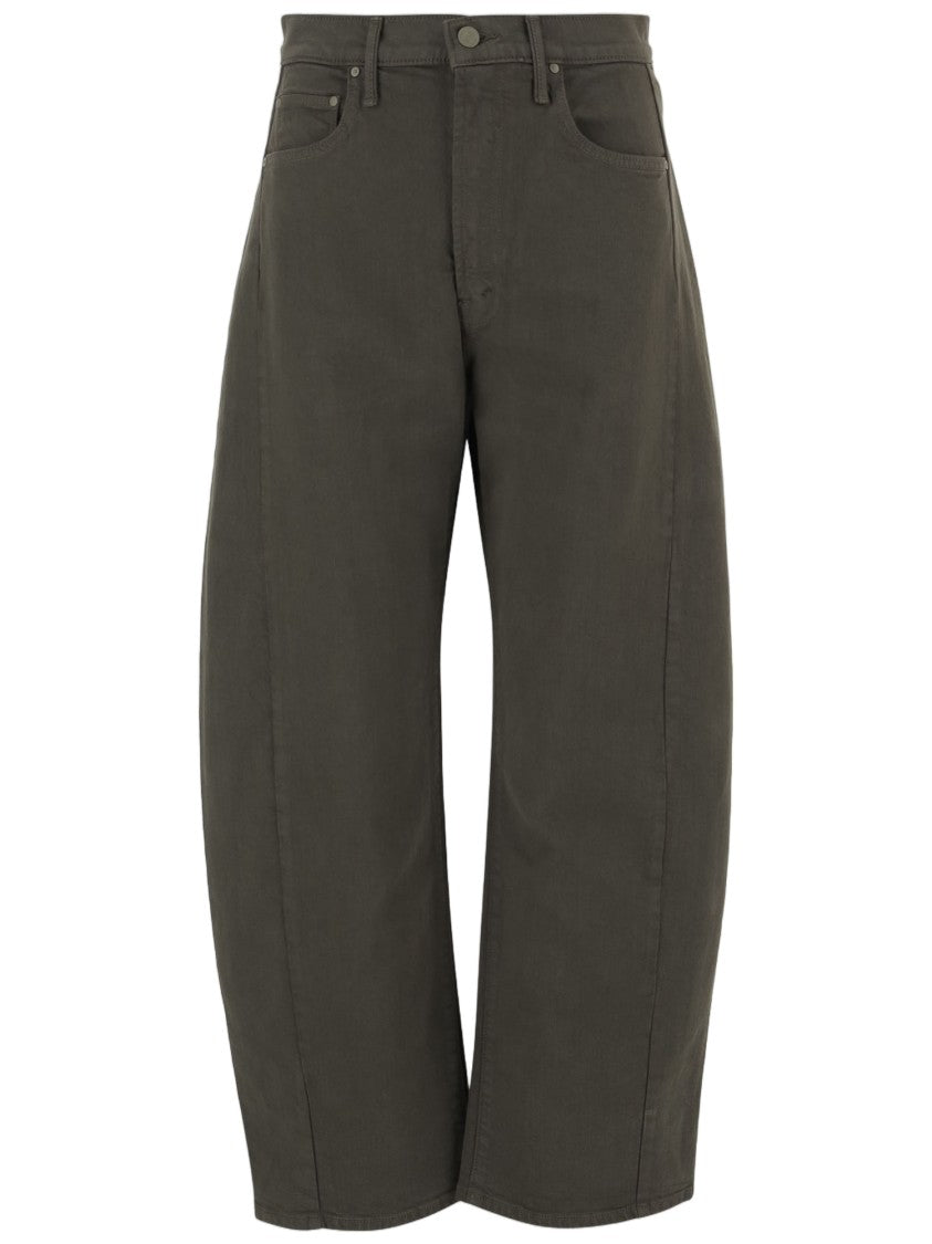 Mother Relaxed Wide-Leg Stretch Cotton Pants With Classic Five-Pocket Design