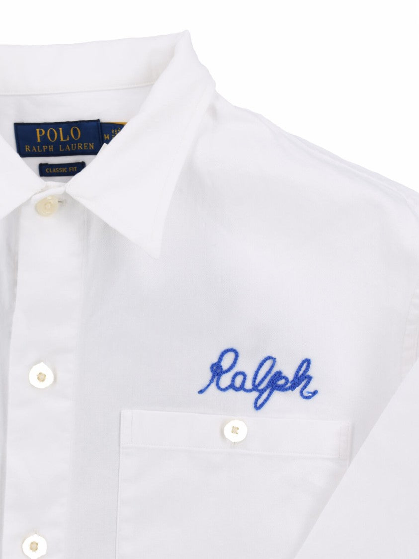 Polo Ralph Lauren White Graphic Back Button-Down Shirt