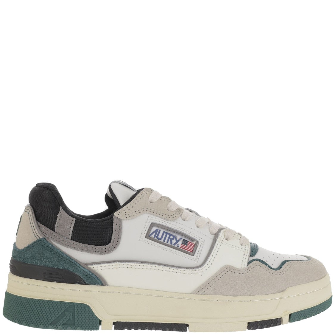 Autry Suede And Mesh Sneakers With Contrast Heel And Logo Accents