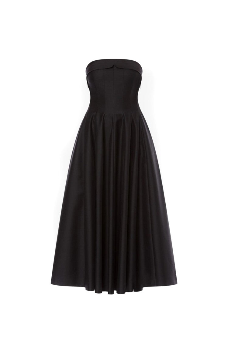 Alberta Ferretti Black Crepe Midi Dress